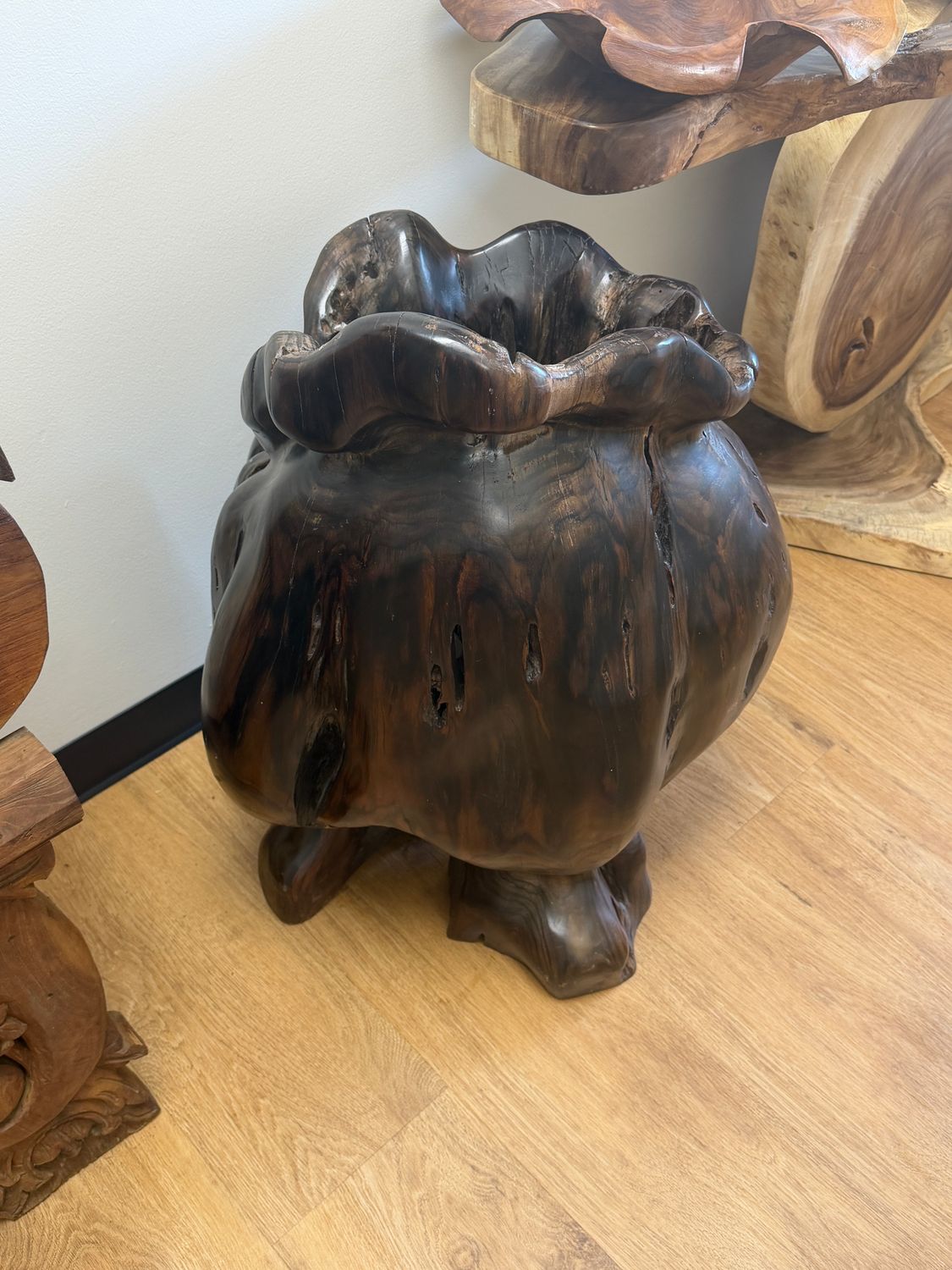Handcrafted Sono Wood Sculptural Floor Vessel – Large