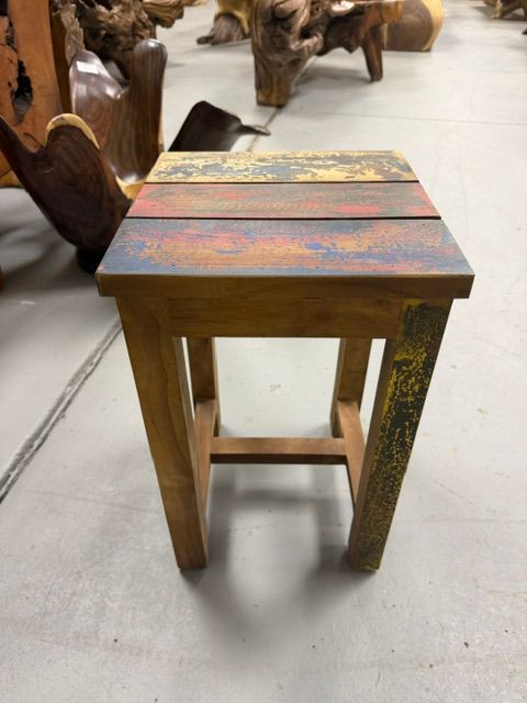Small Reclaimed Boat Wood Side Table