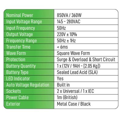 Tiger Offline UPS 850VA / 360W