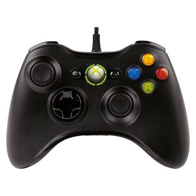 Xbox 360 Wired Controller (Black) / Green &amp; White Package
