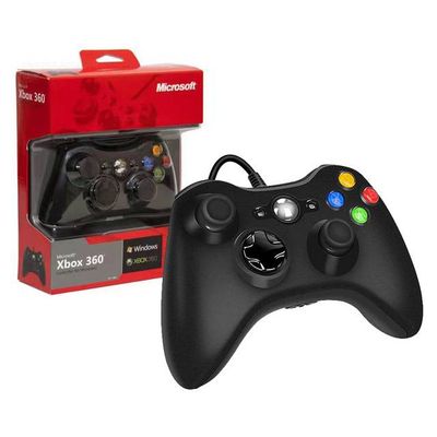 Xbox 360 Wired Controller (Black) / Green &amp; White Package