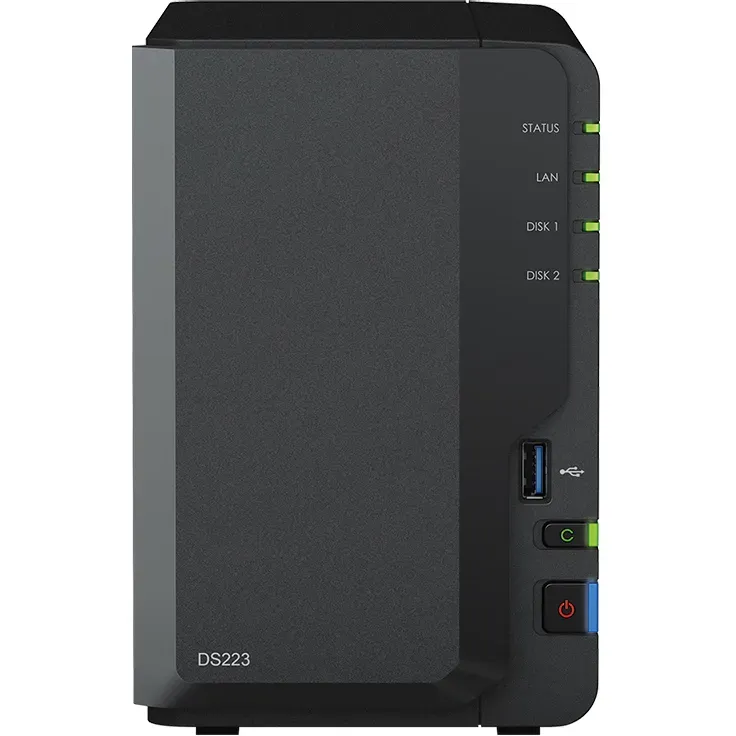 Synology DiskStation DS223 2-Bay NAS, Quad-Core 1.7GHz, 2GB DDR4, 1GbE, USB 3.2, RAID Support