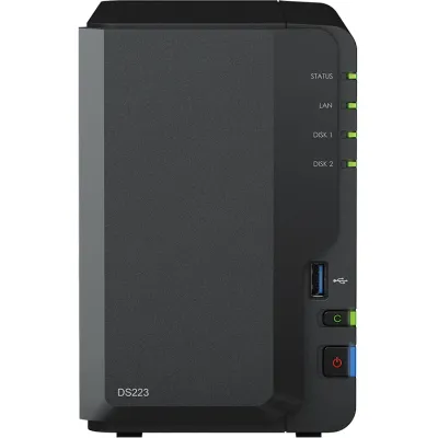 Synology DiskStation DS223 2-Bay NAS, Quad-Core 1.7GHz, 2GB DDR4, 1GbE, USB 3.2, RAID Support