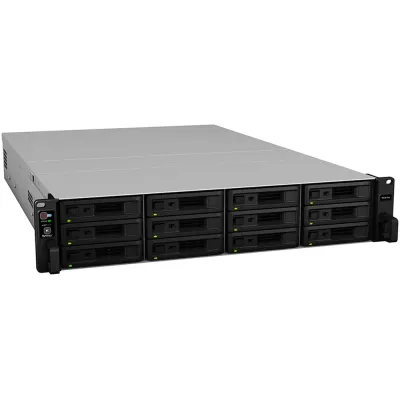 Synology RackStation RS3618xs – 12-Bay 2U NAS, Intel Xeon D-1521, 8GB DDR4 ECC (Up to 64GB), 4x 1GbE, PCIe for 10GbE, Btrfs, Scalable to 36 Drives