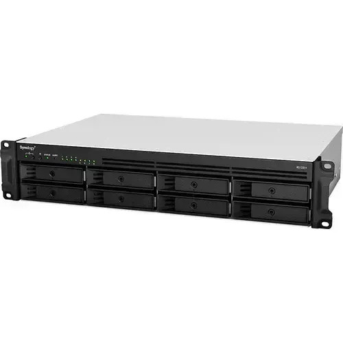 Synology RackStation RS1221+ – 8-Bay 2U NAS, AMD Ryzen V1500B, 4GB DDR4 ECC (Up to 32GB), 4x 1GbE, PCIe for 10/25GbE or NVMe, Expandable to 12 Bays