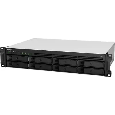 Synology RackStation RS1221+ – 8-Bay 2U NAS, AMD Ryzen V1500B, 4GB DDR4 ECC (Up to 32GB), 4x 1GbE, PCIe for 10/25GbE or NVMe, Expandable to 12 Bays
