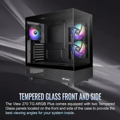 Thermaltake View 270 TG ARGB Mid Tower E-ATX Case; 3x120mm ARGB Fans Included; Support Up to 360mm Radiator; Front &amp; Side Dual Tempered Glass Panel