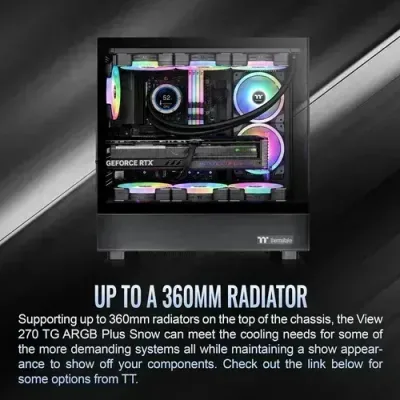 Thermaltake View 270 TG ARGB Mid Tower E-ATX Case; 3x120mm ARGB Fans Included; Support Up to 360mm Radiator; Front &amp; Side Dual Tempered Glass Panel