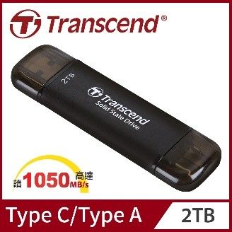 TRANSCEND 2TB, External SSD, ESD310C, USB 10Gbps, Type C/A , Black 1050MB/S SPEED