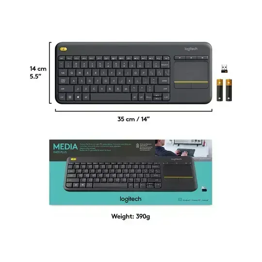 Logitech K400 Plus Wireless Touch Keyboard