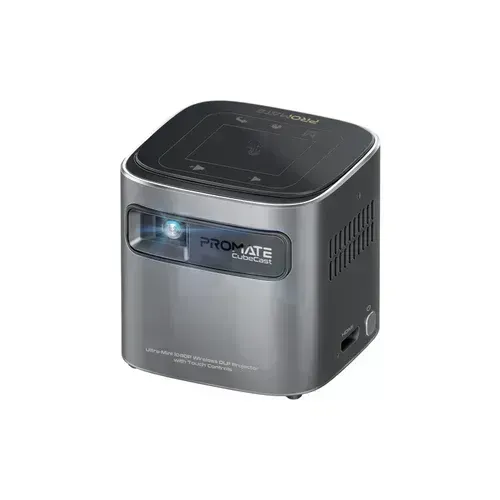 Promate CubeCast Ultra-Mini 1080P Wireless DLP Projector with touch controls
