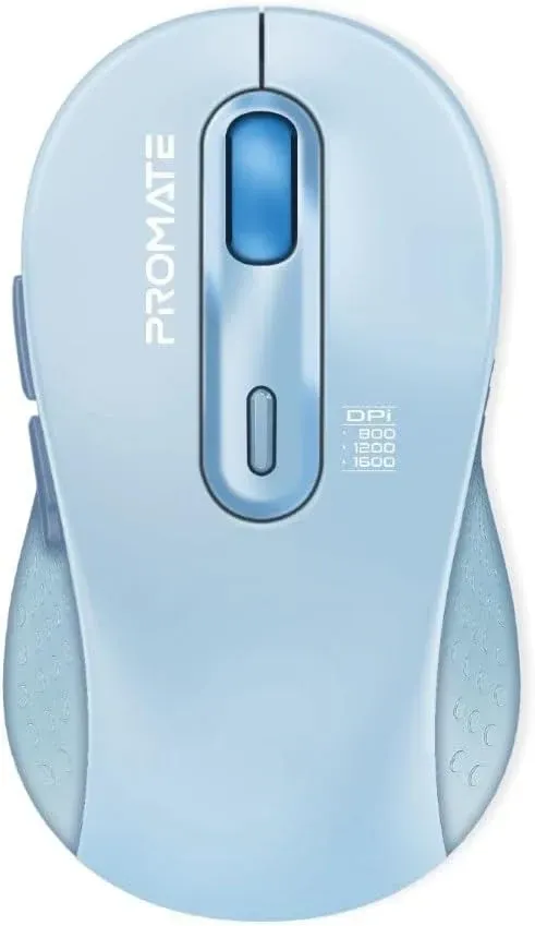 Promate Ken Dual-Mode Wireless Optical Mouse – Bluetooth 5.3 &amp; 2.4GHz, 1600 DPI, 150 Hours Battery Life, Ergonomic Design