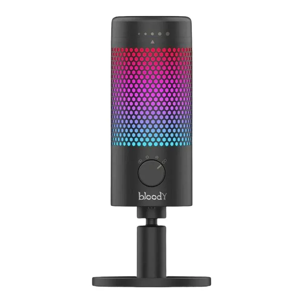 Bloody GM50 Pro USB Streaming Microphone – 4 Polar Patterns, RGB Lighting, Tap-to-Mute, High-Fidelity Sound for PC, Mac &amp; Consoles