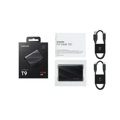 Samsung T9 2TB Portable SSD – USB 3.2 Gen 2x2, Up to 2,000 MB/s Read, Rugged Design, AES 256-bit Encryption, Black