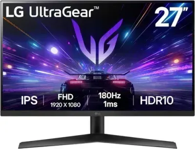 LG UltraGear 27GS60F-B 27″ Gaming Monitor – Full HD IPS 180Hz Refresh, 1ms Response, NVIDIA G-SYNC® Compatible &amp; AMD FreeSync™, HDR10 &amp; 3-Side Borderless Design