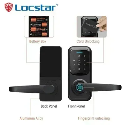 Locstar-C90 Digital Fingerprint Lock Keyless Entry Keypad Smart Door Lock with Handle