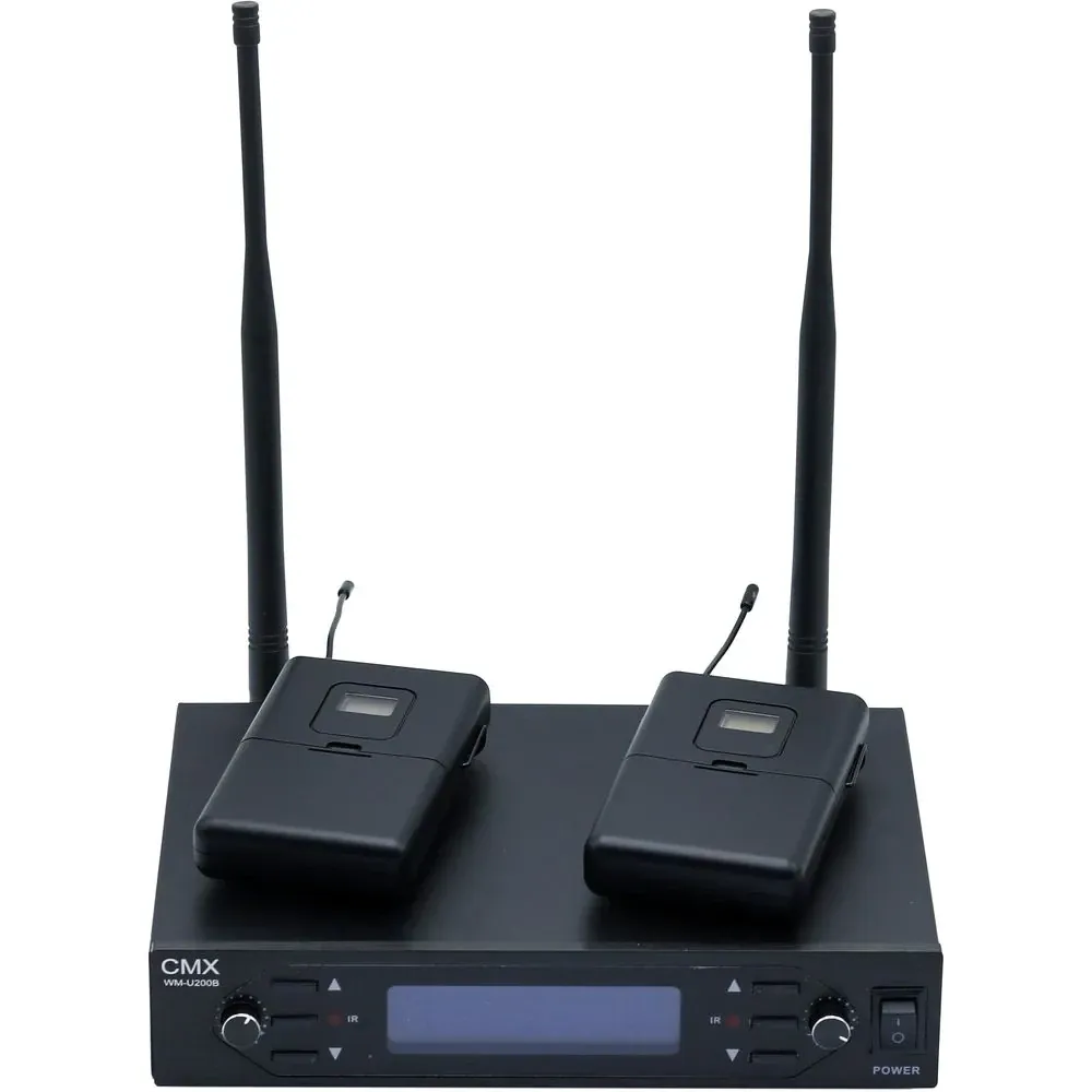 CMX UHF Wireless Microphone System, Two channel, bodypack receiver with lavalier Mic.