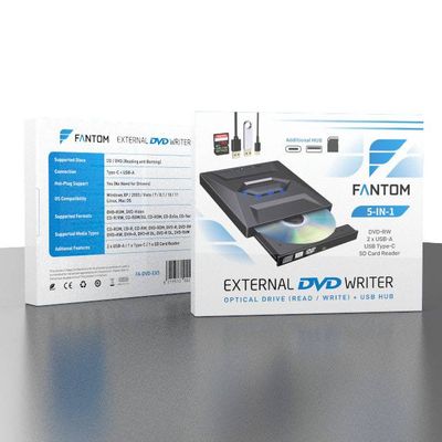 Fantom 5-IN-1 DVD-RW External USB 2.0 (Type-C)
