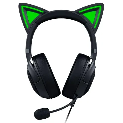 Razer Kraken Kitty V2 - Wired RGB Headset with Kitty Ears (Stream Reactive Lighting, HyperClear Cardioid Mic, Triforce 40mm Drivers, 7.1 Surround Sound) Black
