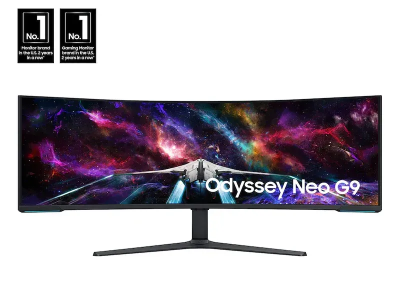 Samsung 57″ Odyssey Neo G9 – Dual UHD 7680×2160, 240 Hz, 1 ms, Quantum Mini-LED, 1000R Curve, HDR1000, DP 2.1 / HDMI 2.1