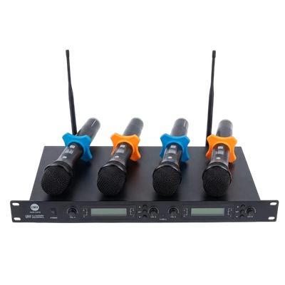 CMX WM-U400 4-Channel UHF Wireless Conference handheld Microphone System with 4 Tabletop Microphones