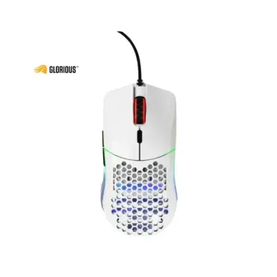 Glorious Model O- (Minus) Wired Gaming Mouse, 58g Superlight, Compact Size, Pixart 3360 Sensor, RGB, Honeycomb Design, Omron Switches, Ambidextrous – Matte White