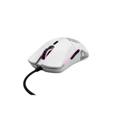 Glorious Model O- (Minus) Wired Gaming Mouse, 58g Superlight, Compact Size, Pixart 3360 Sensor, RGB, Honeycomb Design, Omron Switches, Ambidextrous – Matte White
