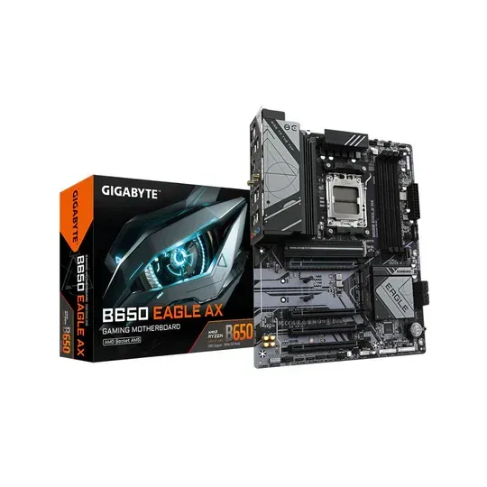 GIGABYTE B650 EAGLE AX Motherboard – AM5, DDR5, PCIe 5.0, Wi-Fi 6E, 12+2+2 VRM, 3× M.2, USB 3.2 Gen2, Smart Fan 6, Q-Flash Plus, ATX