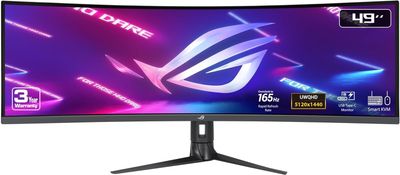ASUS ROG Strix 49” Ultra-wide Curved HDR Gaming Monitor - Dual QHD 32:9 (5120 x 1440), 165Hz, Extreme Low Motion Blur Sync, USB-C, RJ45, DisplayHDR400, 90% DCI-P3, Dual Input-KVM Switch