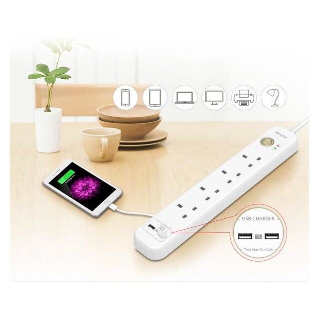 HuntKey 4 Outlets + 2 USB 2m Power Extension (SUC507)