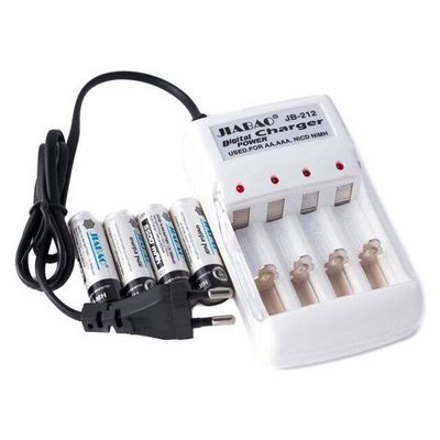 JIABAO JB-212 Battery Charger with [4 x AA] 600mAh Rechargable Batteries
