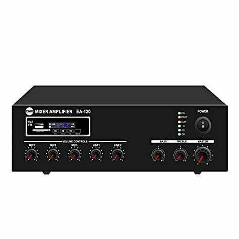 CMX 120W Tabletop Mixer Amp with USB/Bluetooth/FM, 3 Mic, 2 Aux, 70V/100V/4-16 Ohm.