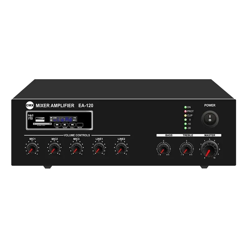 CMX 60 Tabletop Mixer Amp with USB/Bluetooth/ FM, 3 Mic, 2 Aux, 70V/100V/4-16 Ohm.