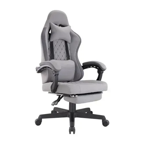 Avetron GC501 Comfy Fabric Gaming Chair – Ergonomic Design, Linkage Armrests, 135° Recline, 120mm Class 3 Gas Lift, 150kg Capacity, Grey