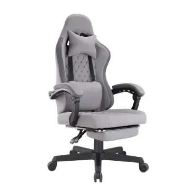 Avetron GC501 Comfy Fabric Gaming Chair – Ergonomic Design, Linkage Armrests, 135° Recline, 120mm Class 3 Gas Lift, 150kg Capacity, Grey