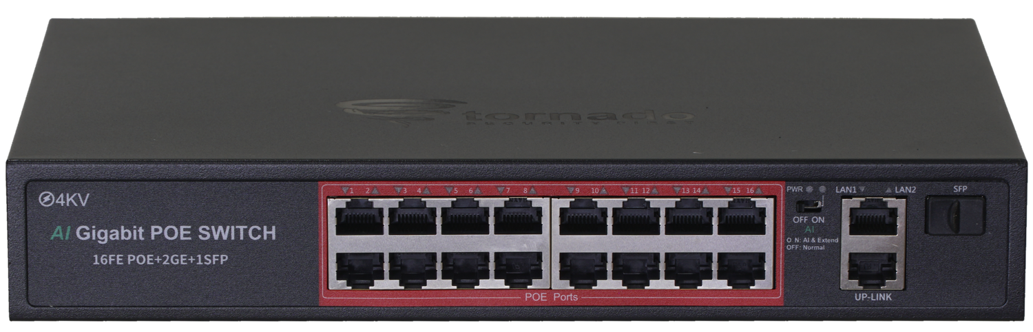 TORNADO PoE SWITCH 16+2+1 PORT