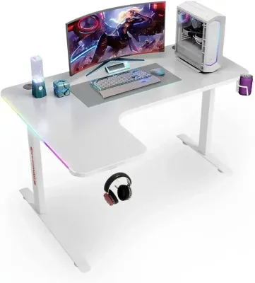 MIUZ RGB LED Gaming Desk - طاولة ألعاب زاوية بقياس 140 سم لتجربة لعب متكاملة
