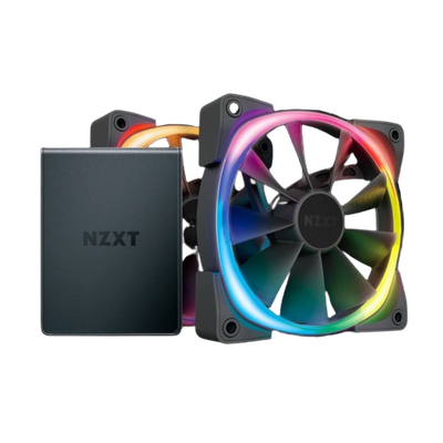 NZXT AER RGB 2-140mm - HF-2814C-DB - Advanced Lighting Customizations - Winglet Tips - Fluid Dynamic Bearing - LED RGB PWM Fan - Twin Fans (Lighting Controller INCLUDED) - Black