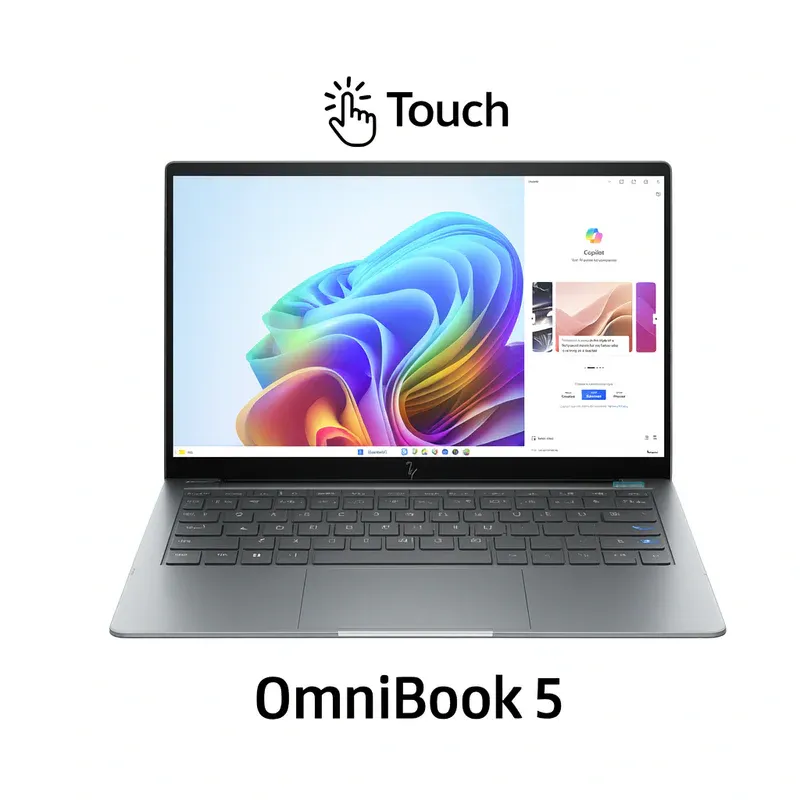 HP OmniBook 5 Flip 14-FP0023DX, Intel Core 7-150U, RAM 16GB, SSD 512GB, Intel Arc 140V, 14.0 Inch WUXGA FHD+ IPS Touch, Silver