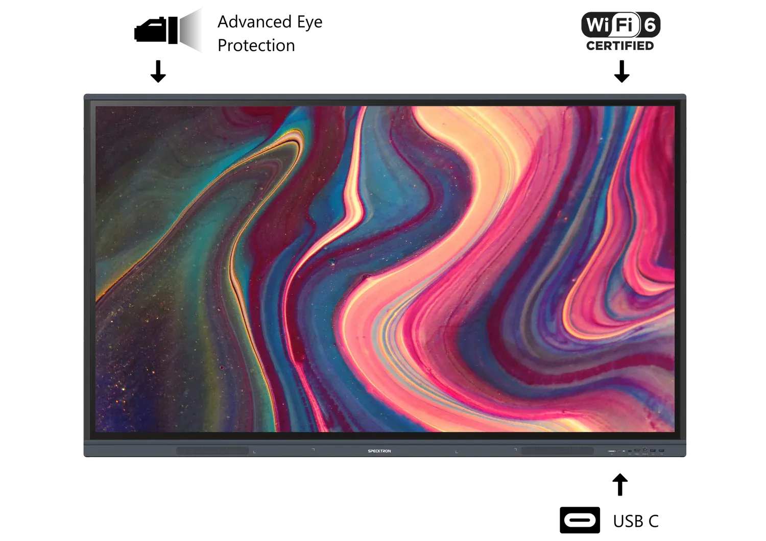 Specktron UDX-S2 Series 4K Ultra HD Multitouch Interactive Display – Android/Windows Compatible, Wireless Screen Sharing