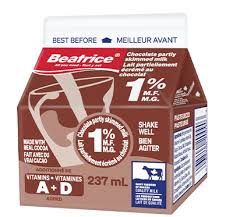 Beatrice Chocolate Milk 1%, Size: 237ml