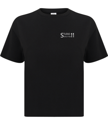 T Shirt - Ladies Boxy Cropped - Black - (SK237)