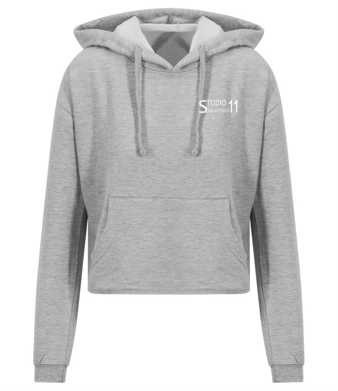 Ladies Cropped Hoodie - Heather Grey - (JH016)
