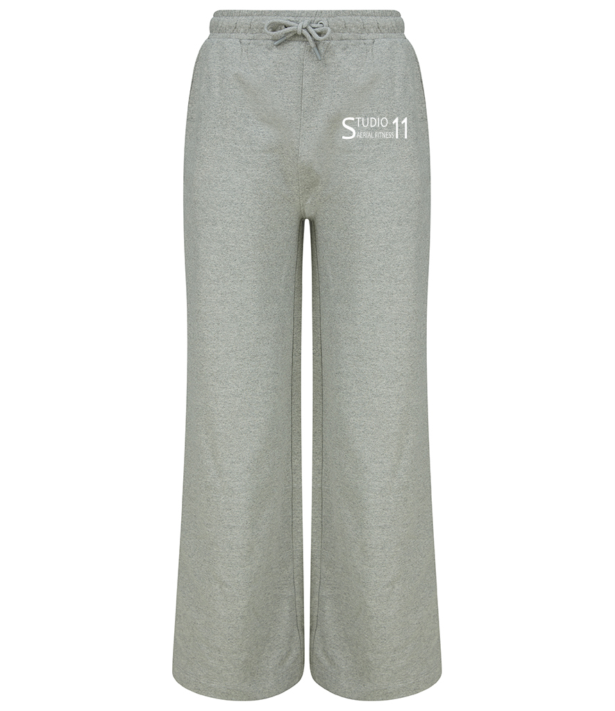 Ladies Sustainable Wide Leg Joggers - Heather Grey - (SK431)