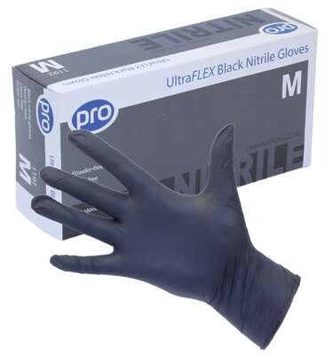 Disposable Nitrile Gloves - Pro Ultra flex - Black