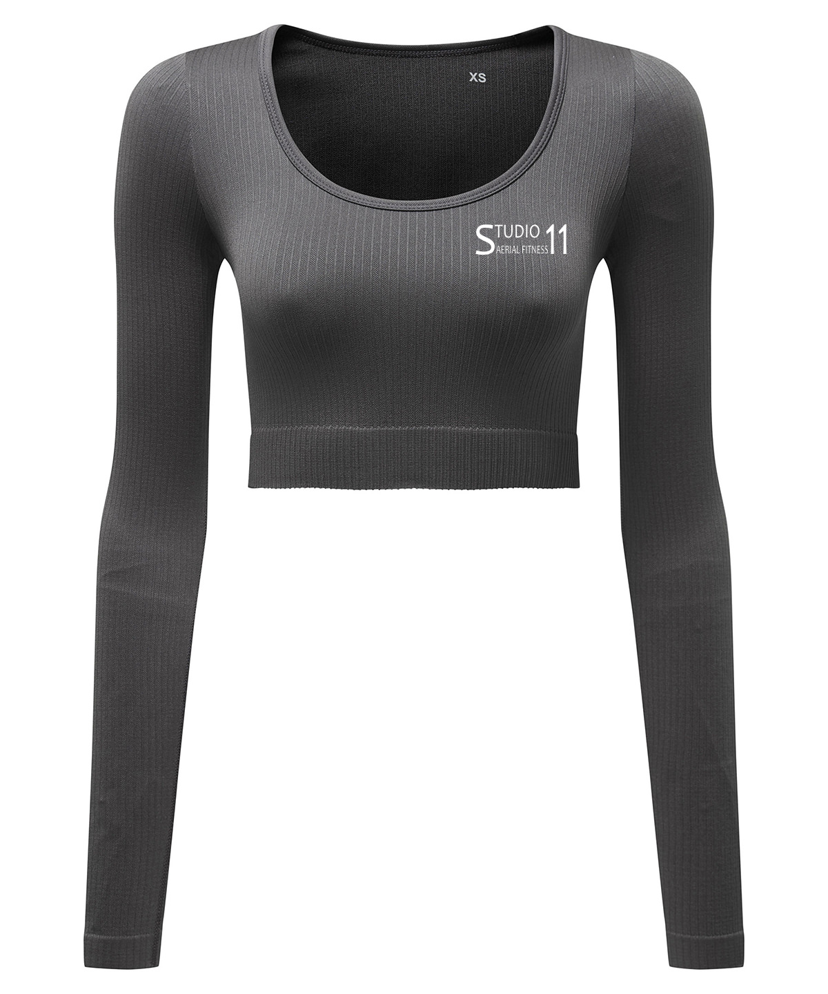 Women’s TriDri® ribbed seamless '3D Fit' crop top - Charcoal (TR224)