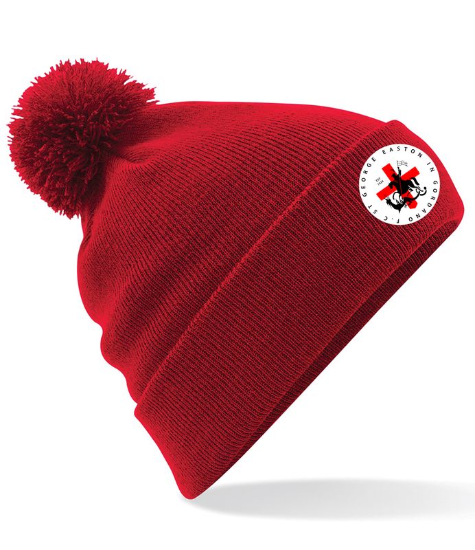Bobble Hat - Beechfield  - Red -  (BB426B) Kids