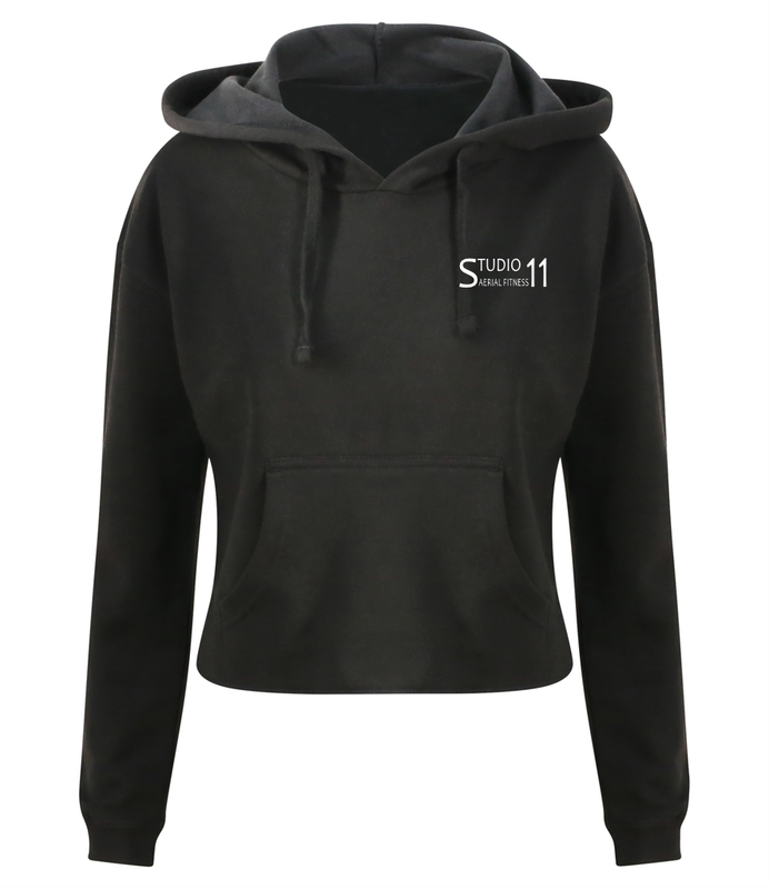 Ladies Cropped Hoodie - Black - (JH016)