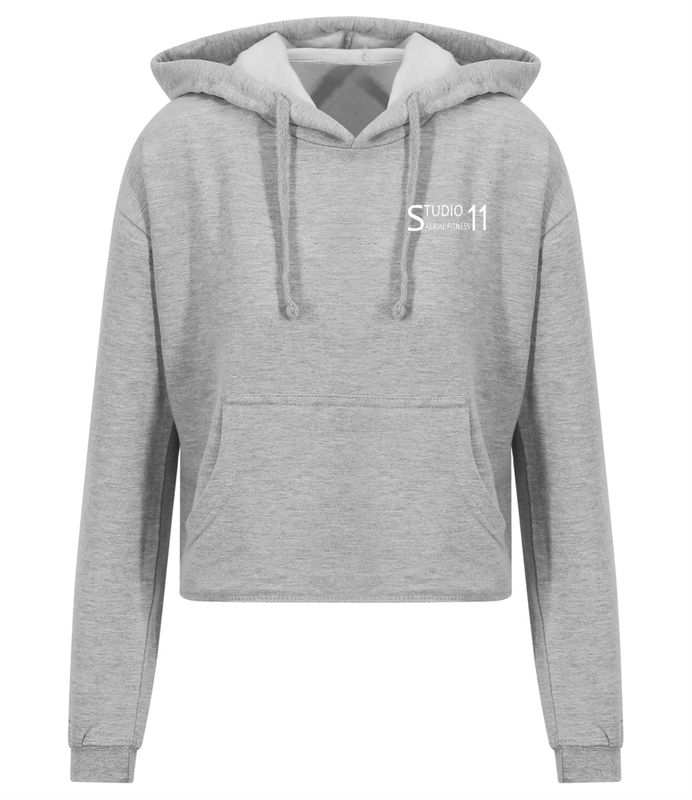 Ladies Cropped Hoodie - Heather Grey - (JH016)