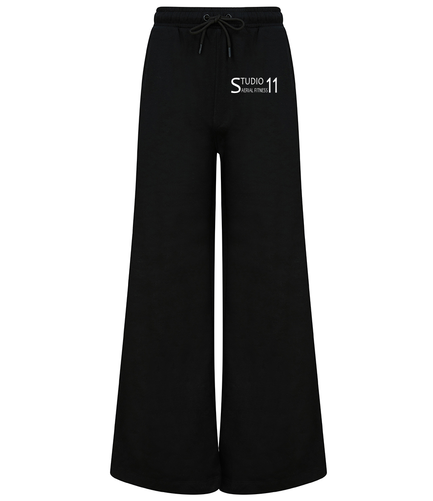 Ladies Sustainable Wide Leg Joggers - Black -  (SK431)
